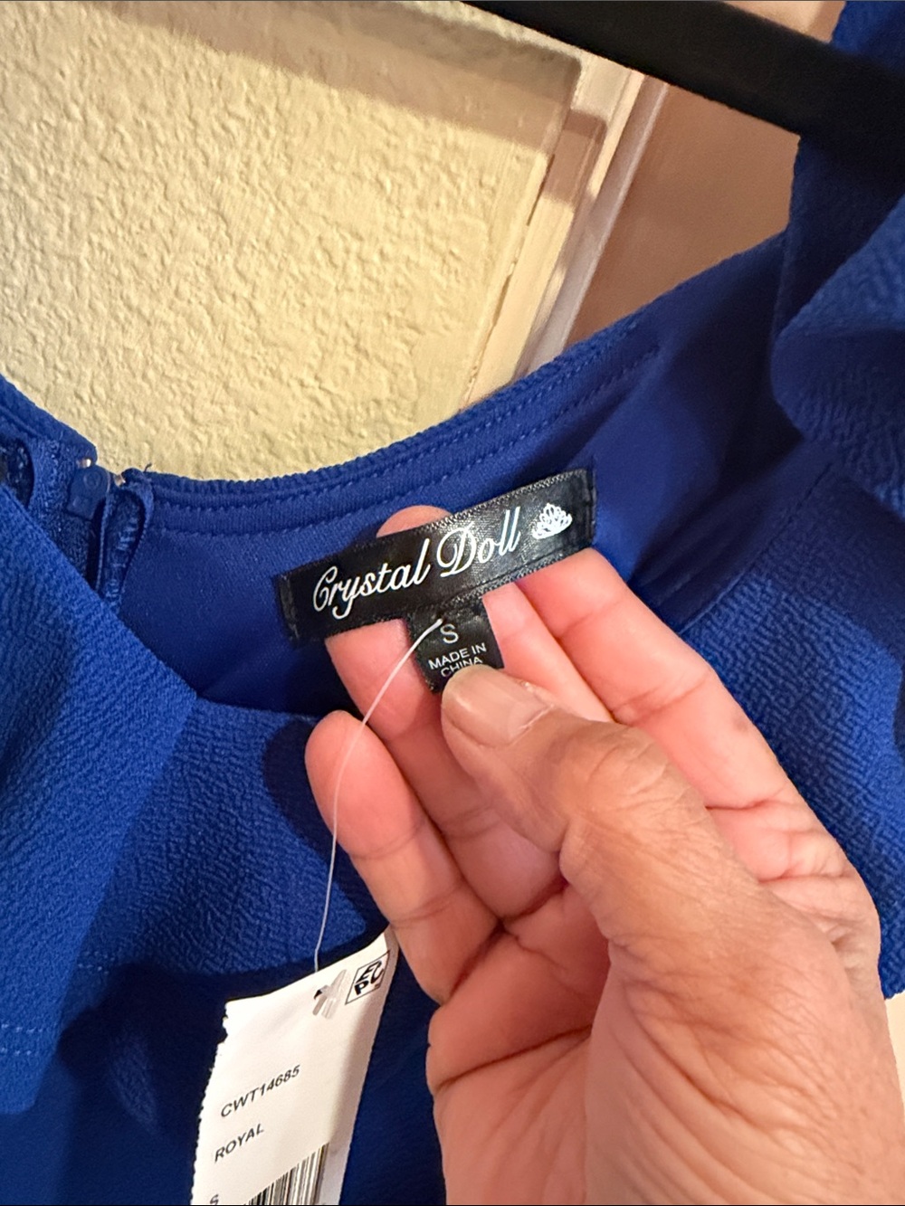 Crystal Doll Cobalt Blue double Ruffle Fit-and-Flare Mini Dress - Picture 4 of 10